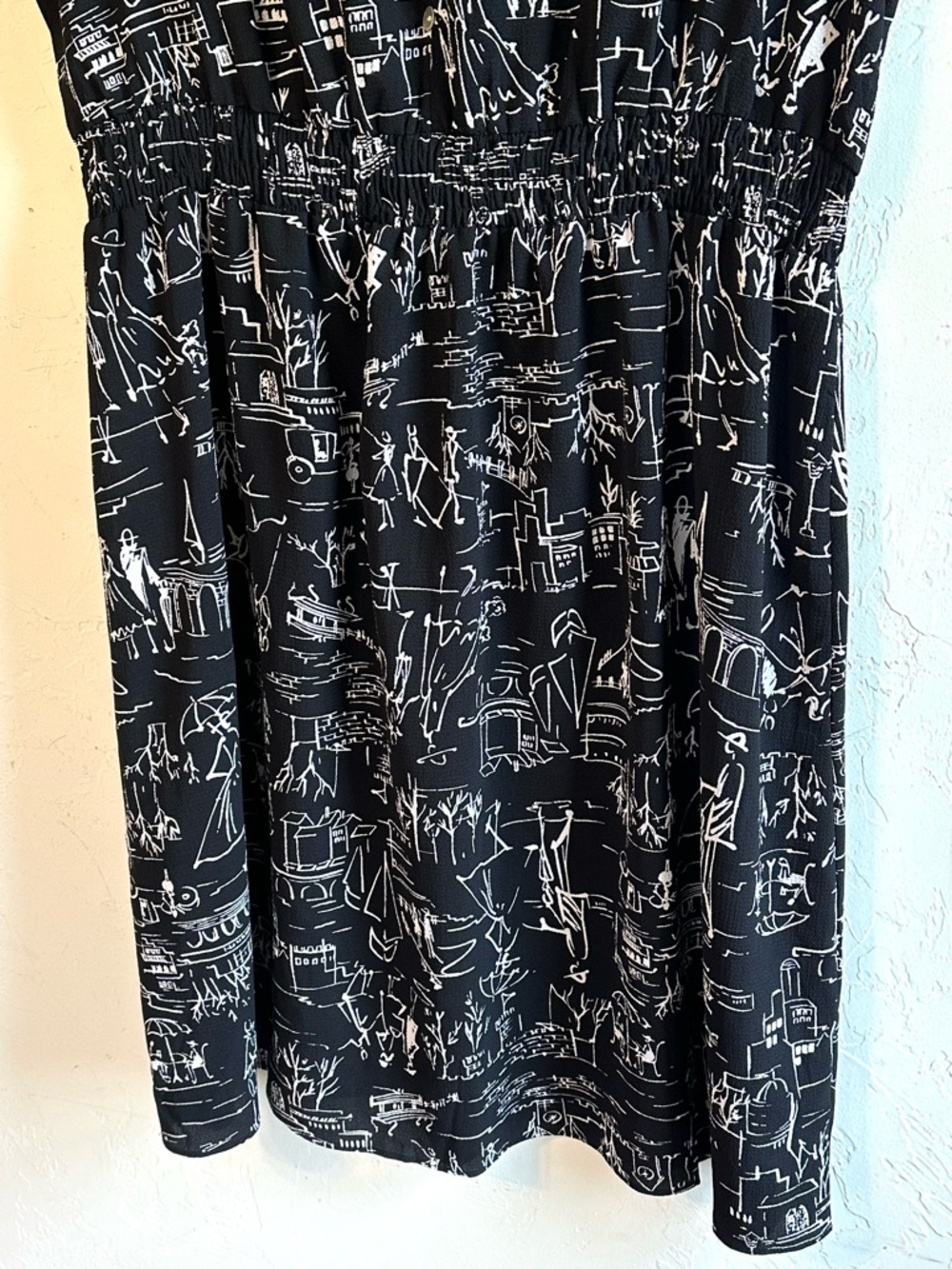 Kate & Lily Black/White Venice Paris Print Flowy Comfy Travel Midi Dress Sz 2X - Picture 3 of 11